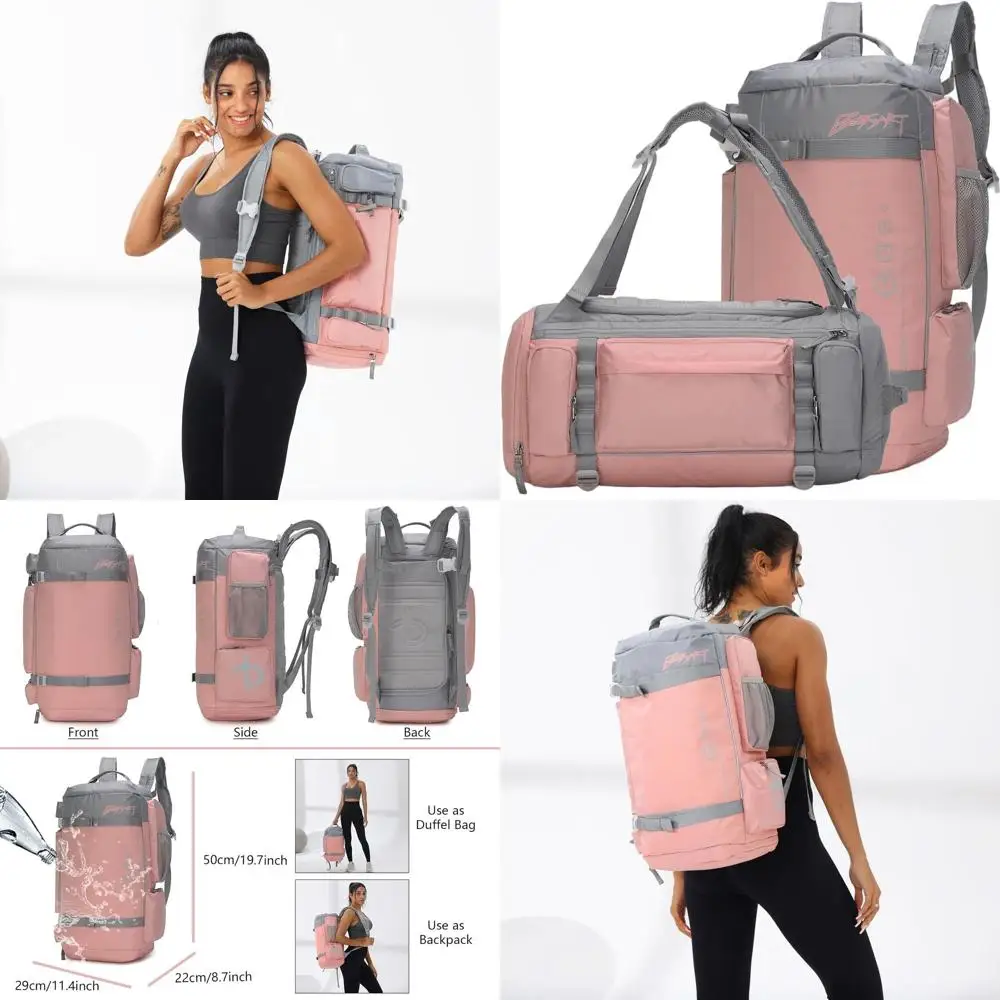 

Сумка-трансформер 2-в-1 для спортзала и путешествий с отделением для обуви — водонепроницаемый рюкзак объемом 32 л для женщин, идеально подходит для тренировок и походов.