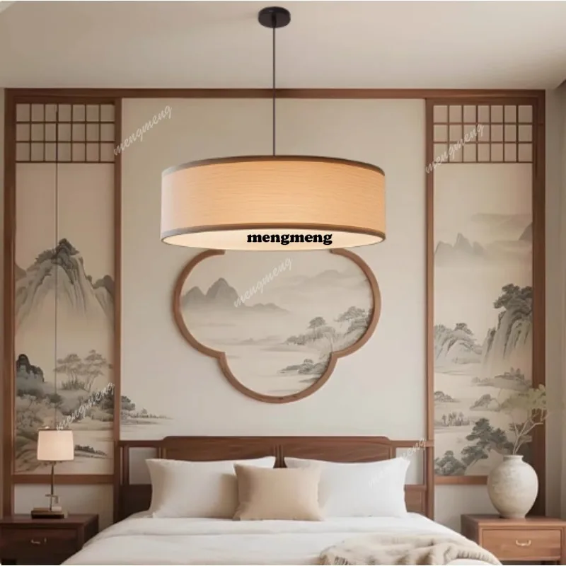 

New Chinese bedroom chandelier Zen retro restaurant bar tea room box fabric lamp