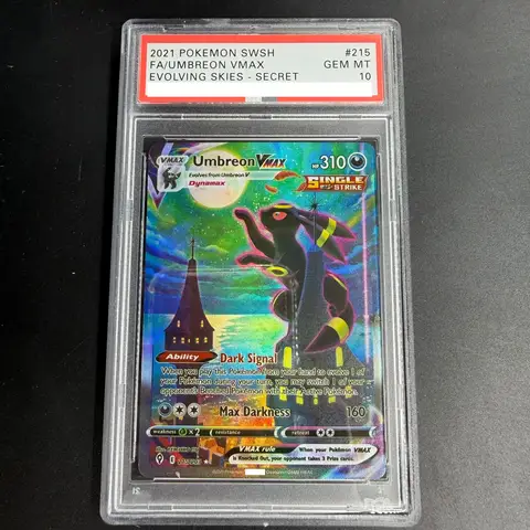 DIY PTCG Rating Card 2021 SWSH FA/UMBREON VMAX 215/203 Collection Card Copy 10Points Rating Card Anime Game Gift Toy