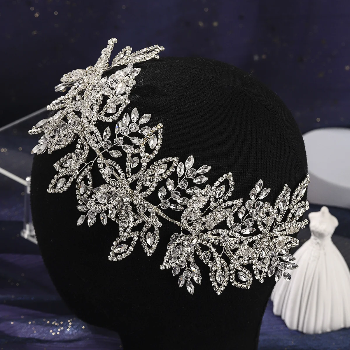 Crystal Leaf Bridal Headband Classic Heavy Industry Luxury Crown For Women European and American Party Hair Bands Headwear