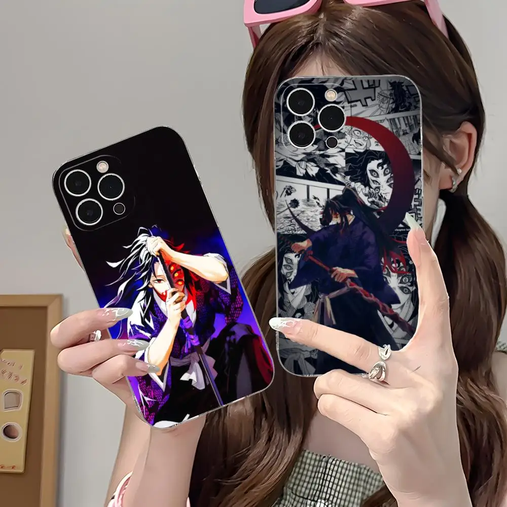 

Чехол для телефона Demon Slayer Kokushibo для iPhone 16, 14, 13, 12, 11 X XR XS 8 6 Pro Max Plus, мини-прозрачный цветной защитный чехол для мобильных телефонов