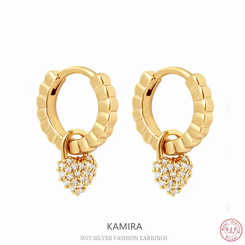 

KAMIRA стерлингового серебра 925 пробы, роскошные изысканные съемные серьги-кольца с подвеской в виде циркона для женщин, элегантные очаровательные модные украшения
