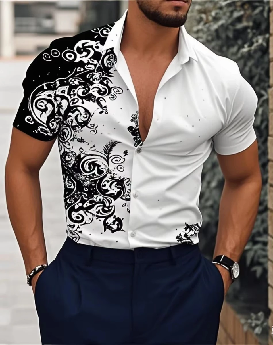 

Plus Size Hawaiian Shirt Elegant Floral 3D Print Shirt Men/Women Fashion Casual Short Sleeves Lapel Beach Shirts Blouse Clothes
