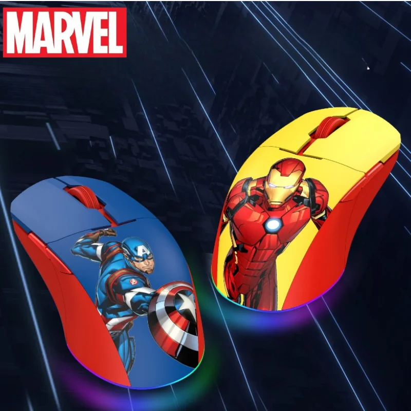 New Marvel The Avengers Captain America Iron Man Personalized Cartoon Wireless Mouse Creative Anime Three-Mode Bluetooth Mouse