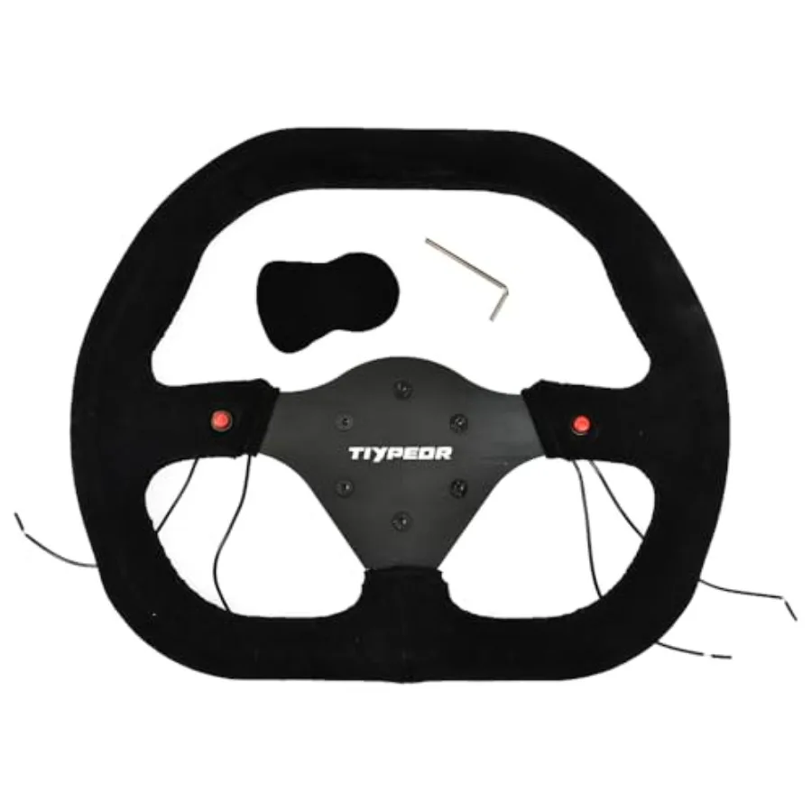 

350mm D-Shaped Universal Steering Wheel Suede Rim Non-Perforated Oxidized Bracket Laser Engraved Logo