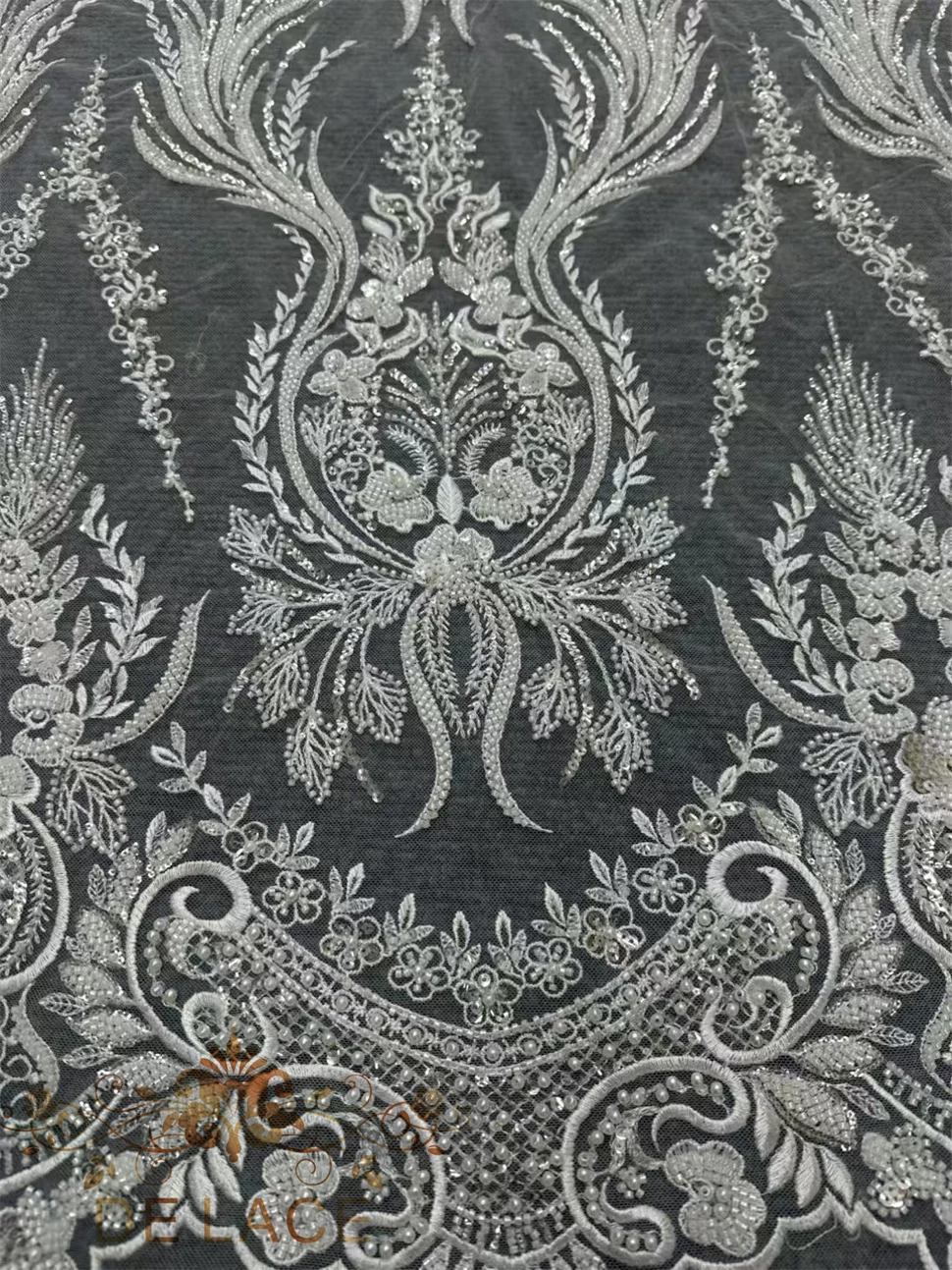 MY Luxury Heavy Beaded Lace Vintage European Style Shining Sequins Fabric Hot Sale Wedding Dress Lace Fabric