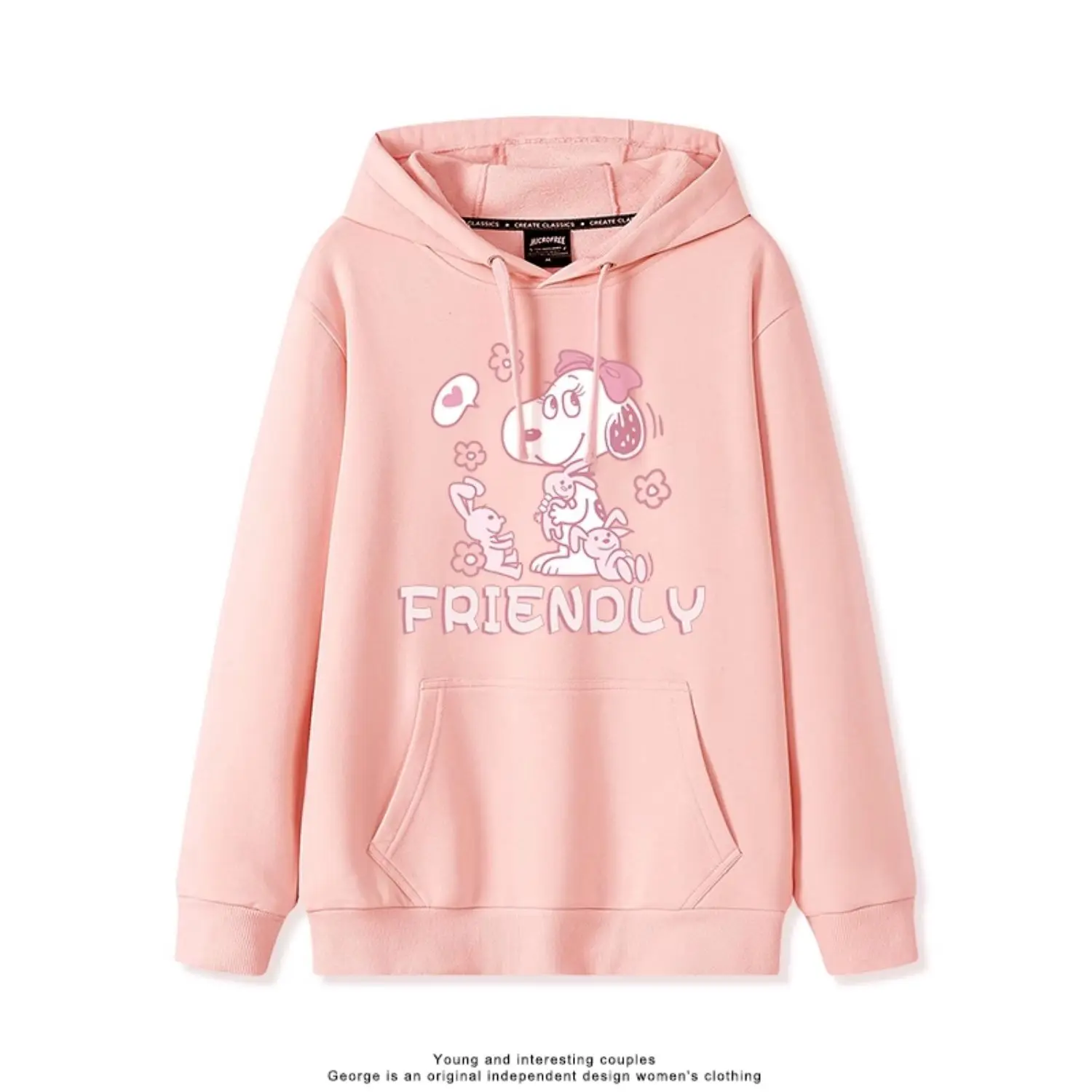 가을 신상 스누피 핸드쉐이크 프린트 후드 스웨터 커플룩 인스 트렌디 탑 남녀공용 귀여운 프린팅 다용도 한국 스타일