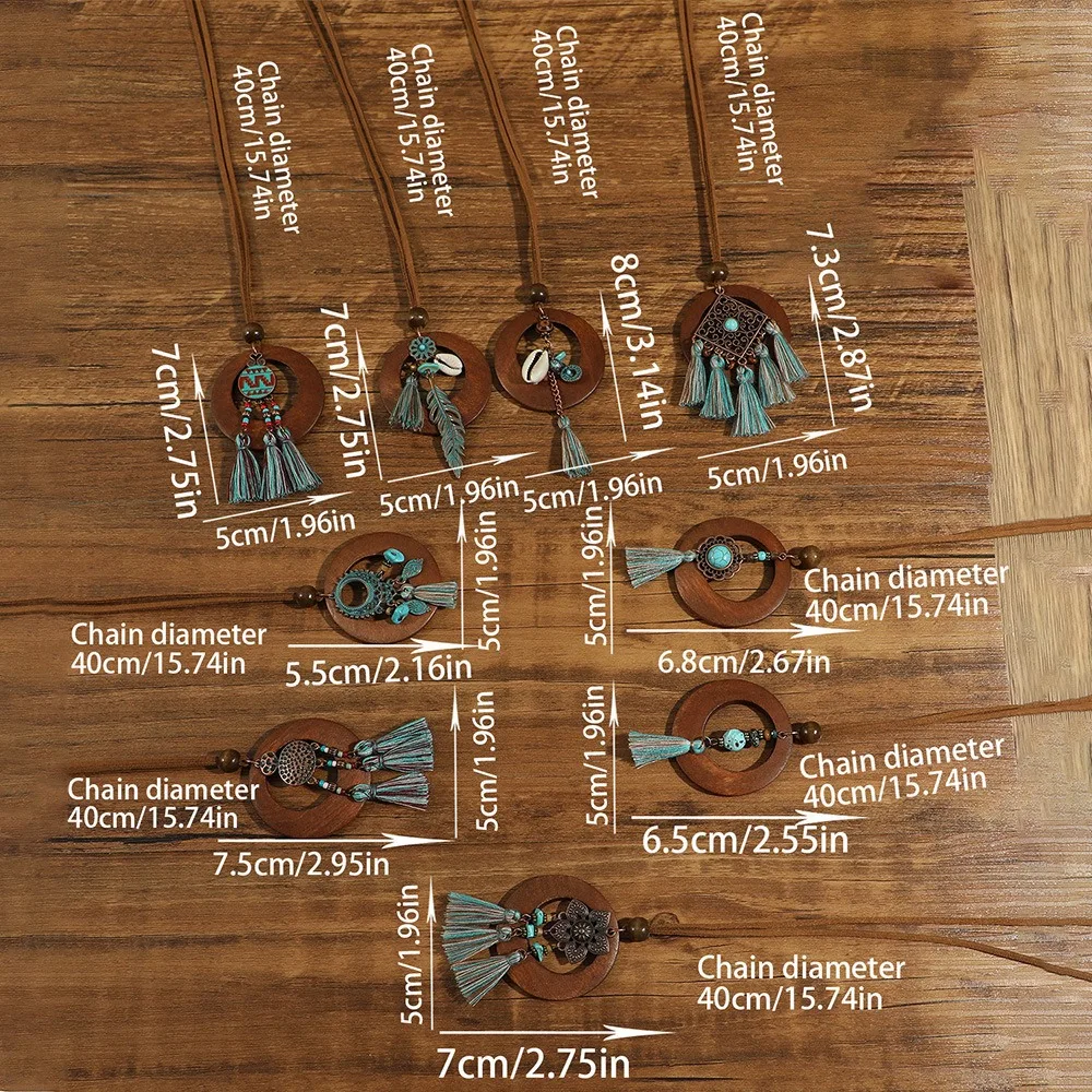 Fashion Ethnic Style Wooden Long Tassel Necklaces Bohmian Style Elegant Sweater Chain Daily Wear Originality Necklace