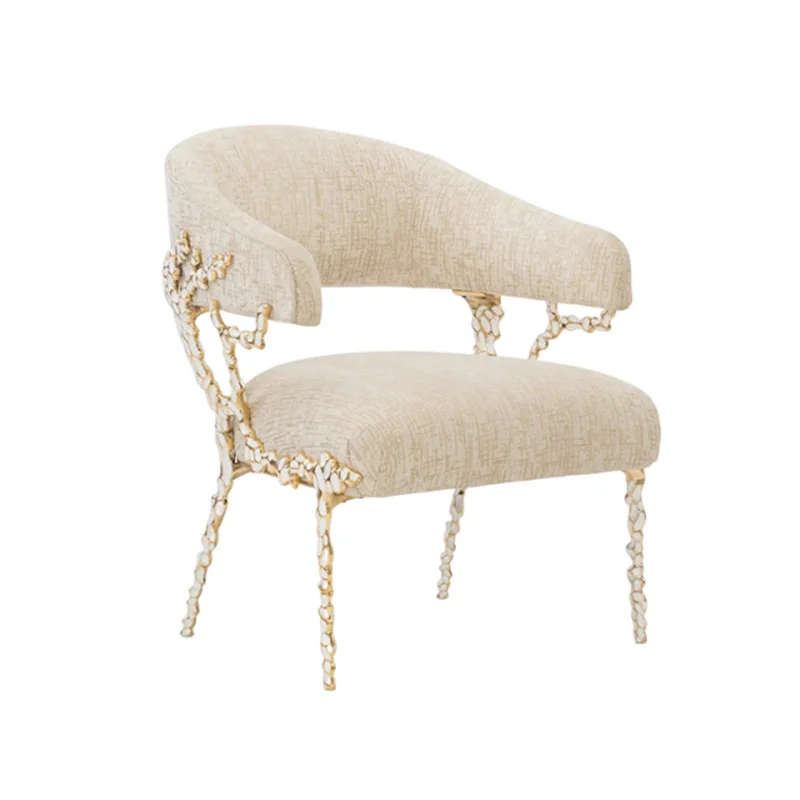 High-end luxury modern style restaurant chair, modern design, platinum plated, velvet upholstered, suitable for villa apartment