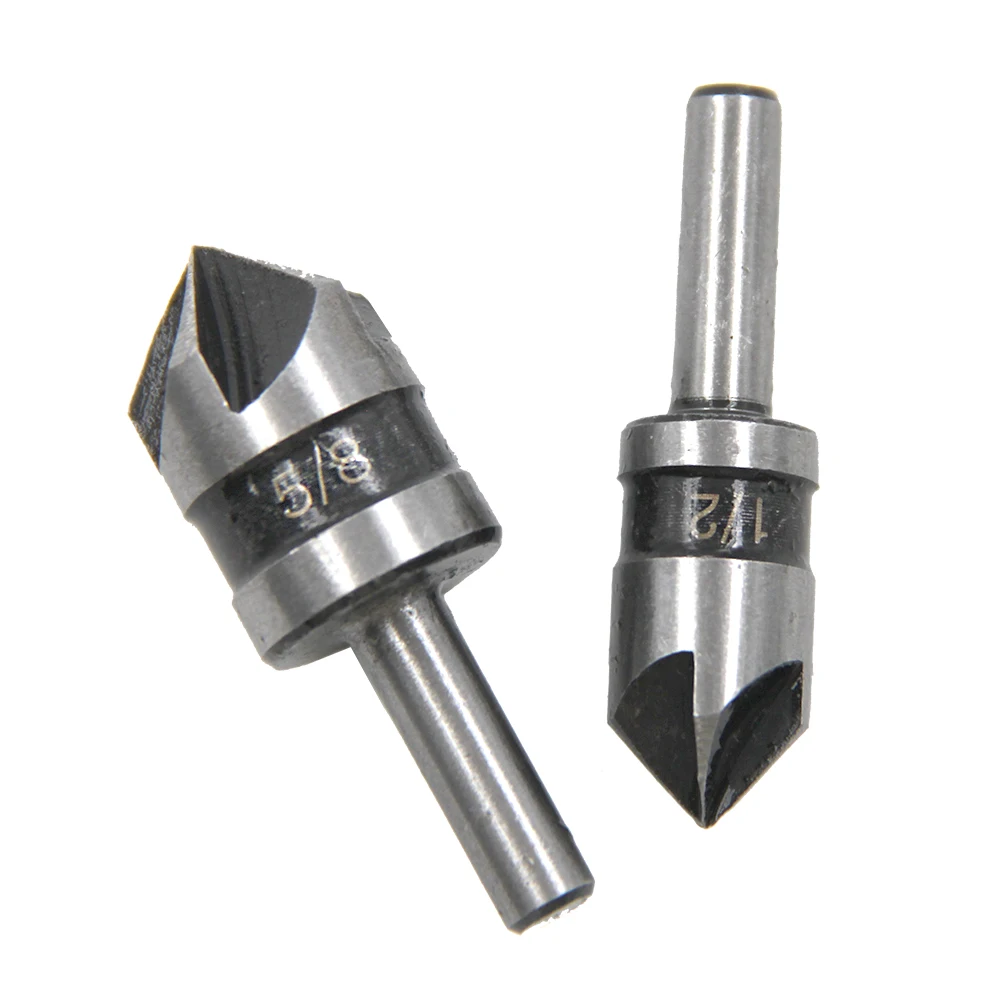 Conjunto de broca de chanfro 5 peças, 1/4 ''haste 5 flauta chanfro conjunto misto cortador banco broca ferramenta carpintaria profissional ferramentas