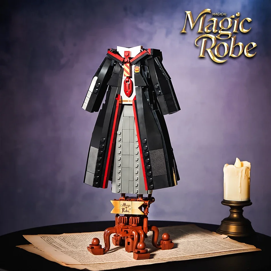 MOC Zauberer Mitarbeiter Waffen Bausteine Spielzeug für Kinder Geschenke Magie Akademie Uniform Robe Scroll Modell Ziegel Ornamente Montage