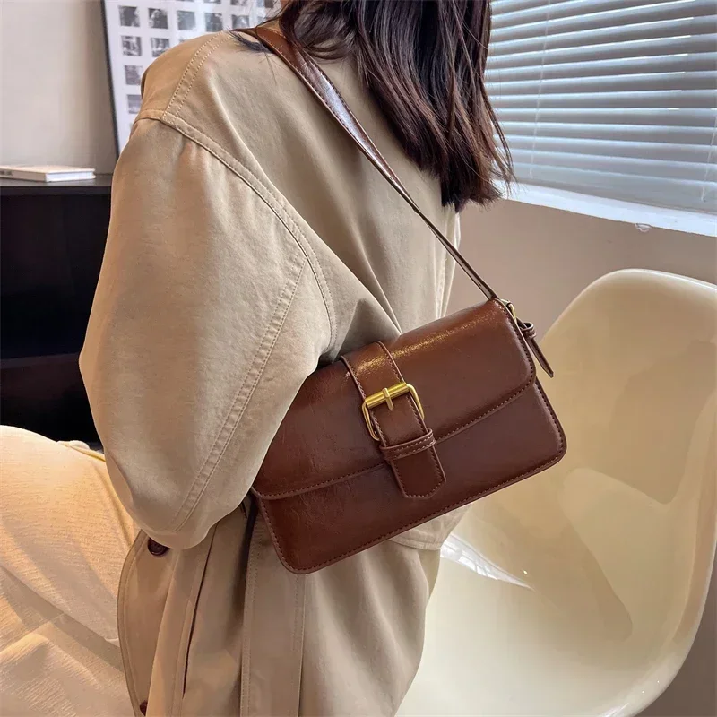 Vintage Fashion Crossbody Bags for Women Triple Compartment Changeable Dual Straps Pure Color Square Shoulder Messenger Bag 2023