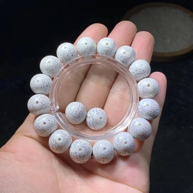 Hainan material Xingyue Bodhi ecological smooth white single-wrap bracelet lunar January round beads high throw Buddha