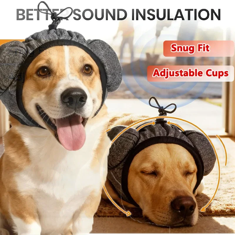 Noise Protection Dog Ear Muffs Soundproof Adjustable Cups Dog Anti-Startle Cover Snug Fit Dog Calming Hood Bathing Use S-L New
