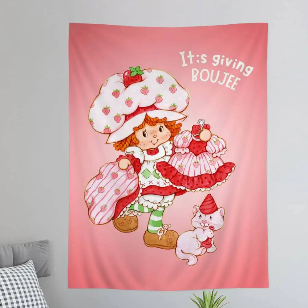 Cartoon Strawberry S-Shortcake cute Colorful Tapestry Wall Hanging Bohemian Wall Tapestries Mandala Wall Hanging Sheets