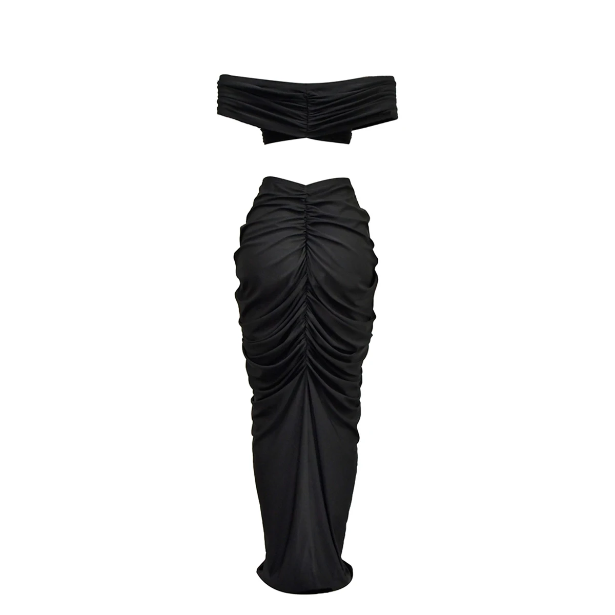 New Fashion And Sexy Women's Dress Set Solid Color Strapless Pleated Skirt Two-Piece Suit