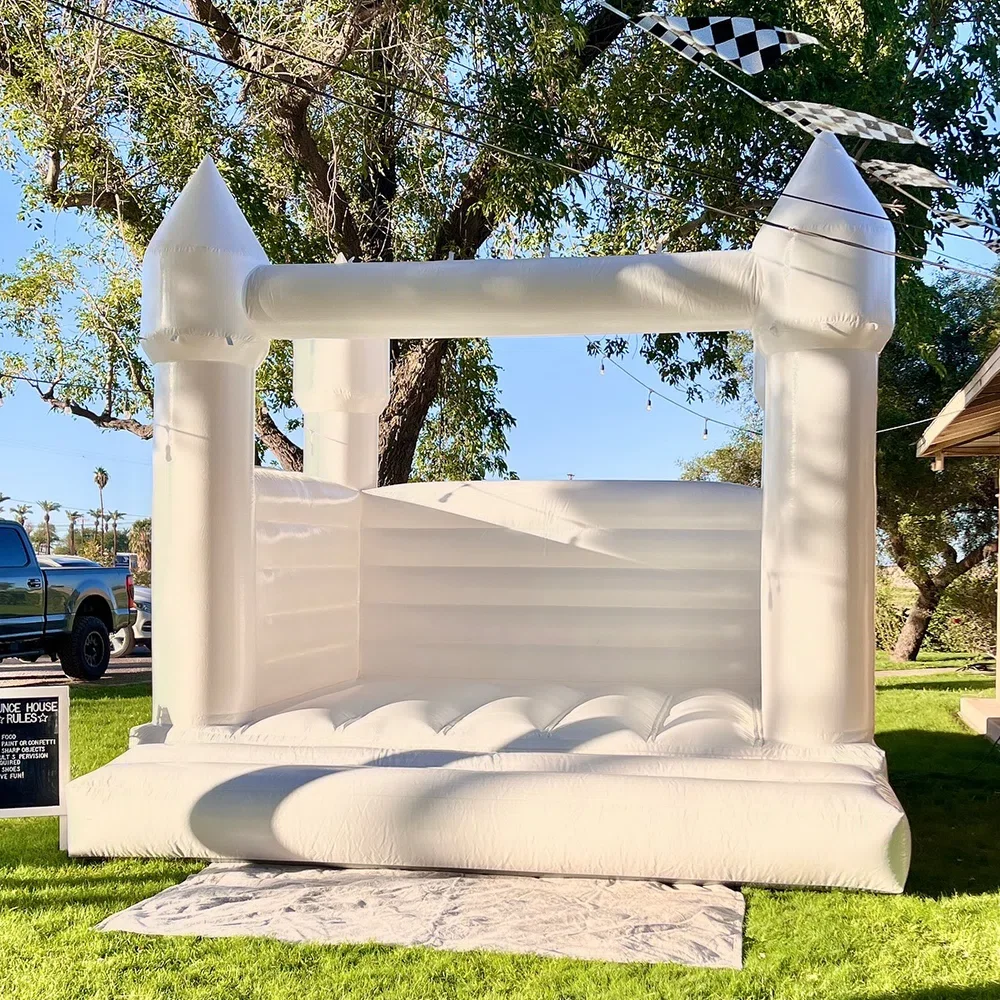 Maison de rebond blanche en PVC de 13 pieds avec souffleur pour enfants/fête d'anniversaire/halloween/événement de fête de noël