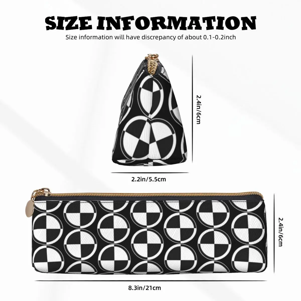 Checker Two Tone Pencil Case Black White Retro Mod University Pencil Pouch Students Retro School Pencil Cases Design Stationery