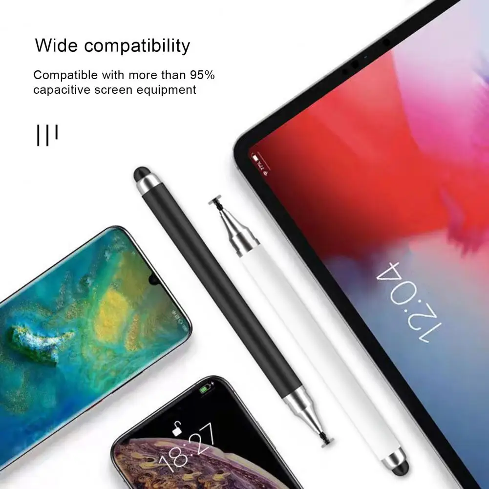 Replacement Stylus Dual Head Stylus Pen with Disc Silicone Tips 2-in-1 Capacitive Touch Pen for Tablets Phones High Sensitivity