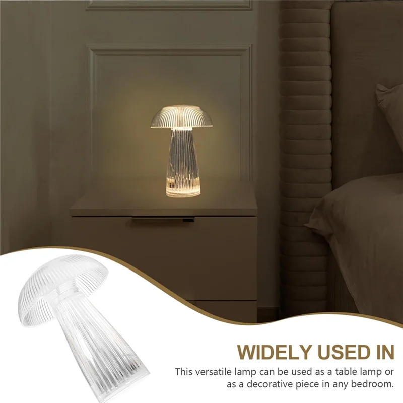 AF90-Jellyfish Night Lights Mushroom Atmosphere Table Lamps Button Switch Bedroom Bedside Portable Decoratetion Night Lamp