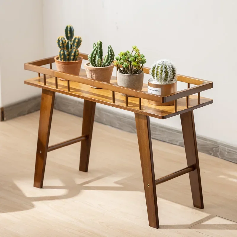 

Indoor Gardening - Simple Modern Plant Shelves, Natural Bamboo Storage Shelf, Trapezoidal Structure Planter Stand
