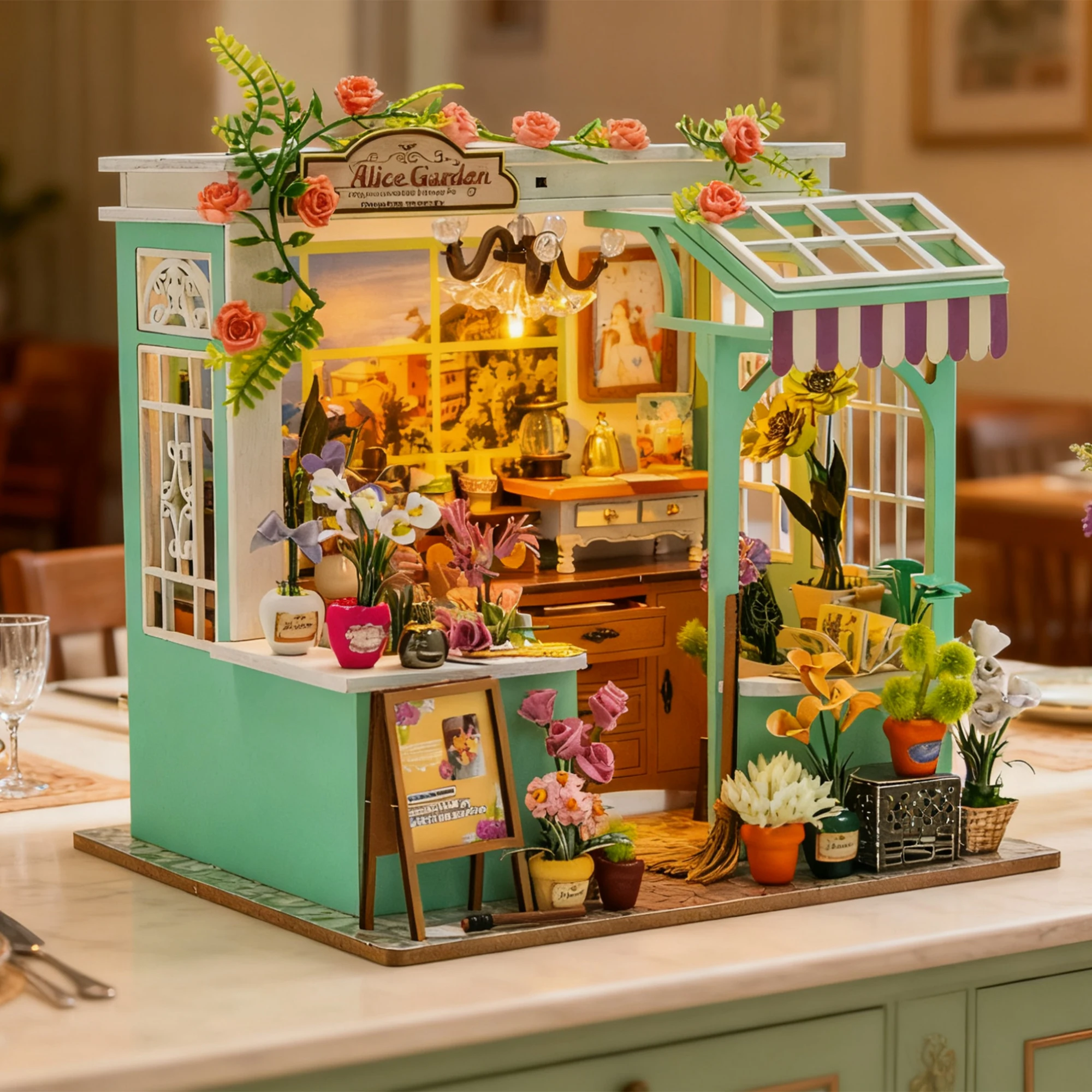 DIY Wooden Miniature Model Kit Princess Garden Casa 3D Puzzle Doll Houses With Furniture Lights for Friends Birthday Gifts