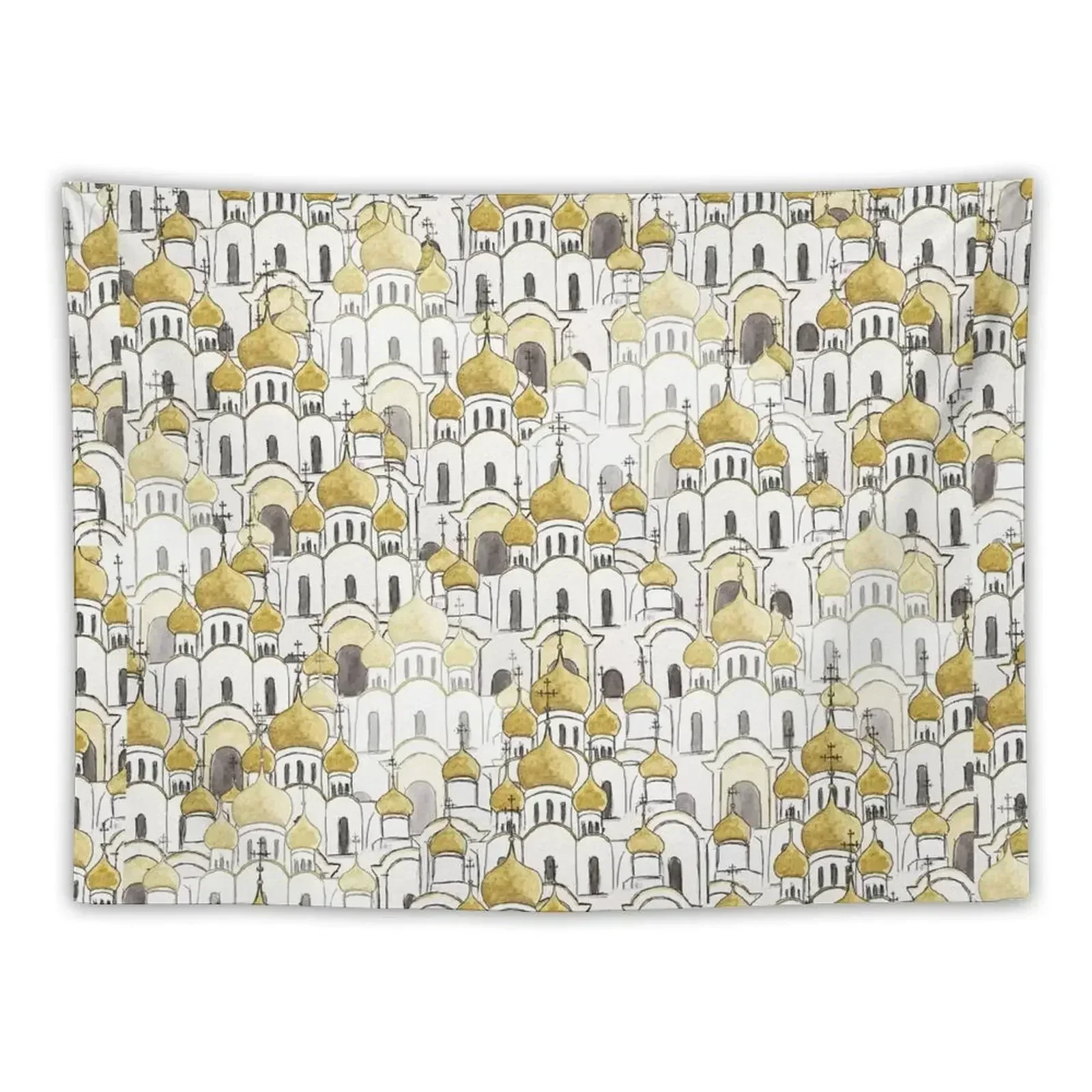 Golden Russian Cathedral Church pattern Tapestry Home Decor Aesthetic Bedroom Decorations Tapestry