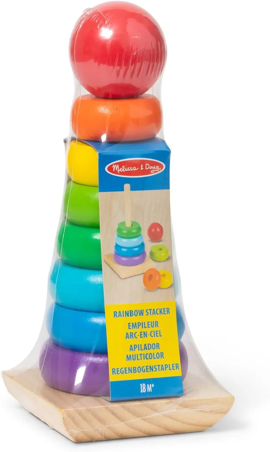 Brinquedo educacional de anel de madeira empilhador de arco-íris - Anéis de empilhamento de madeira, brinquedos empilhadores para crianças de 2 anos ou mais