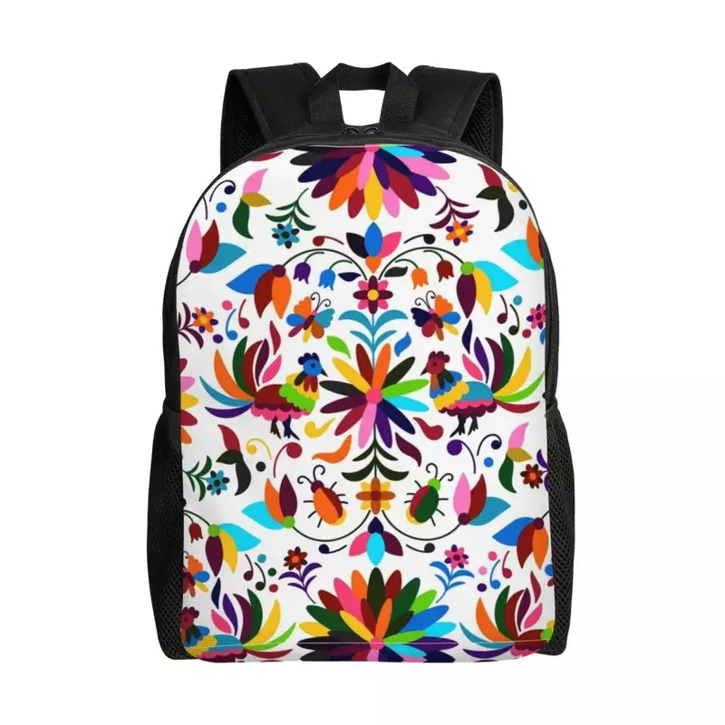 Mochila de viaje personalizada para hombre y mujer, morral para ordenador portátil, con textura de flores de México, para estudiantes universitarios