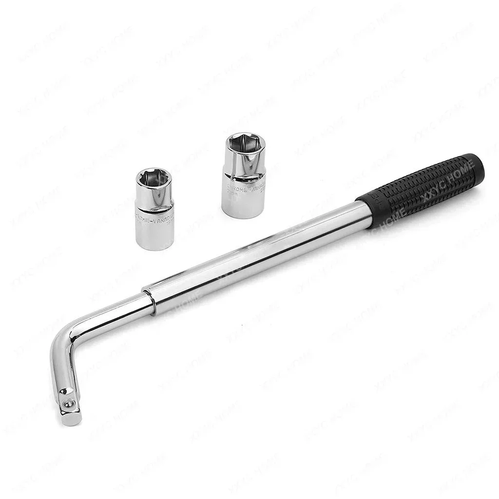 17/19/21/23mm 2 End L Type Socket Wrench Crowbar Tire Wheel Lug Nut Wrench Hex Key Socket Spanner Tool Car Tyre Removal Tool