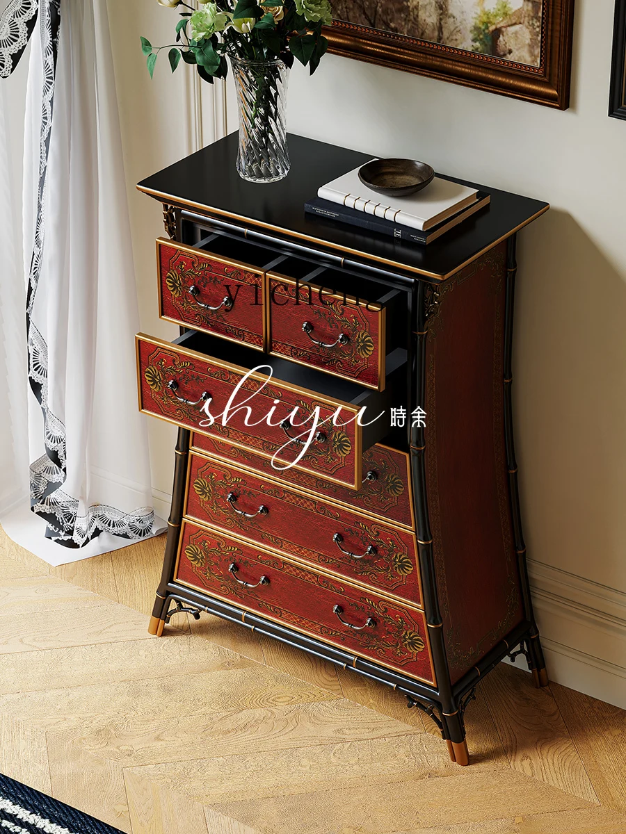 

FY1 Bamboo Decorative Cabinet Entryway Cabinet All Solid Wood Painted