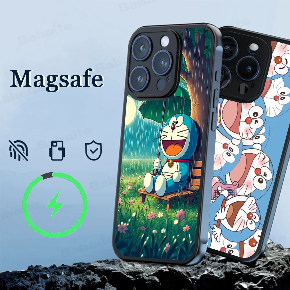 Japanese Cartoon D-Doraemon Phone Case Magnetic Case For IPhone 16 14 13 12 11 15 Pro Max Plus For Magsafe Wireless Charge Cover