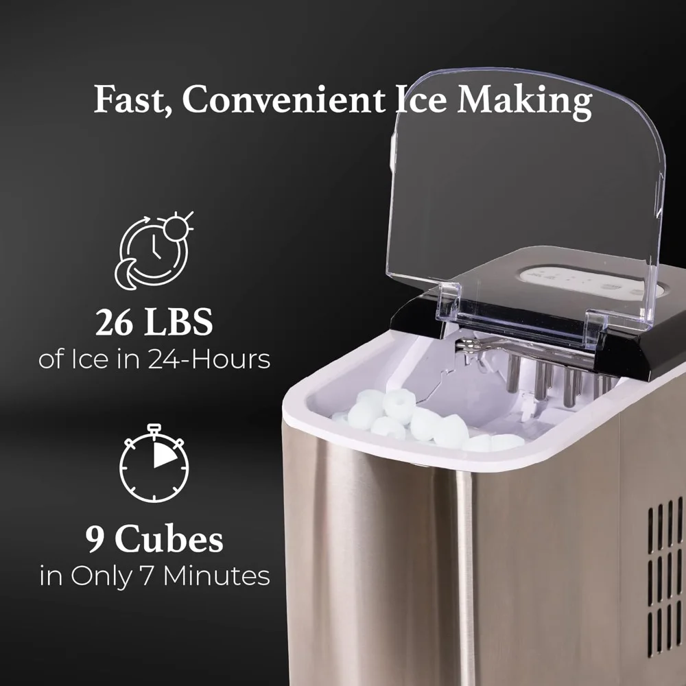 HAOYUNMA-Máquina de Gelo Elétrica Bancada, Automática e Portátil, Ice Cube Maker, 26 Libras em 24 Horas