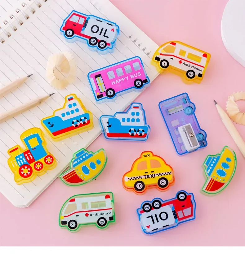 20 Stuks Cartoon Mini Auto Puntenslijper Voor Kinderen Verjaardagsfeestje Gunsten Terug Naar School Briefpapier Cadeau Babyshower Goodie Bag