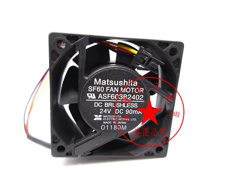 MATSUSHITA ASF603B2402 DC 24V 90mA 60x60x25mm 3-Wire Server Cooling Fan