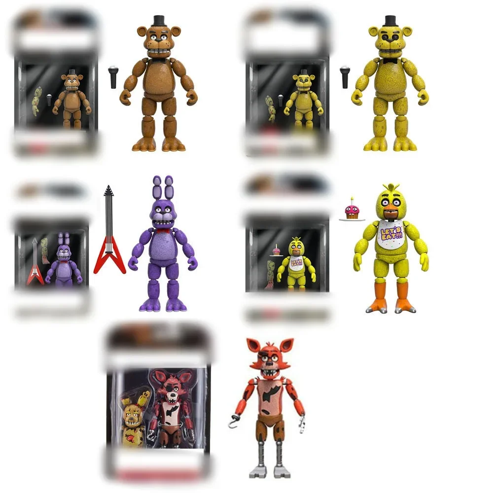 15cm FNAFs Figures Freddy Bonnie Foxy Chica Fazbear Bear Action Figure Nightmare Fredbear Dolls Collection PVC Model