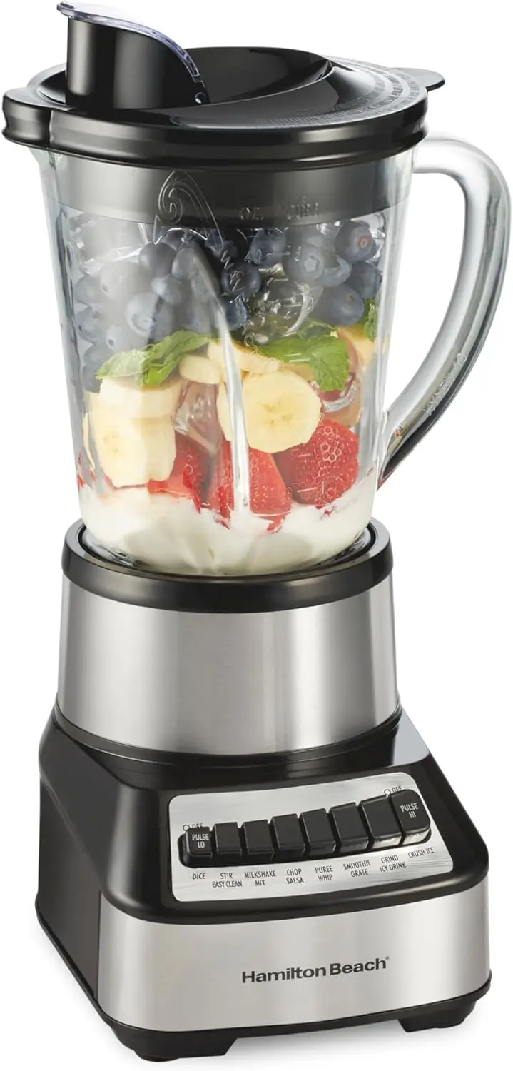 

Wave Crusher Blender with 40 Oz Glass Jar, 14 Functions, Ice Sabre Blades & 700 Watts for Smoothies, Black + Stainless Steel