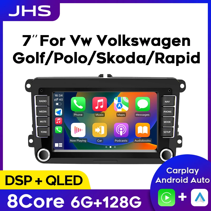 

7-дюймовый Android для VW Volkswagen Golf Polo, Skoda Октавия Рапид Tiguan, Passat b7, Jetta, 2 Din, Автомагнитола для Carplay, GPS, автомобильный радиоплеер