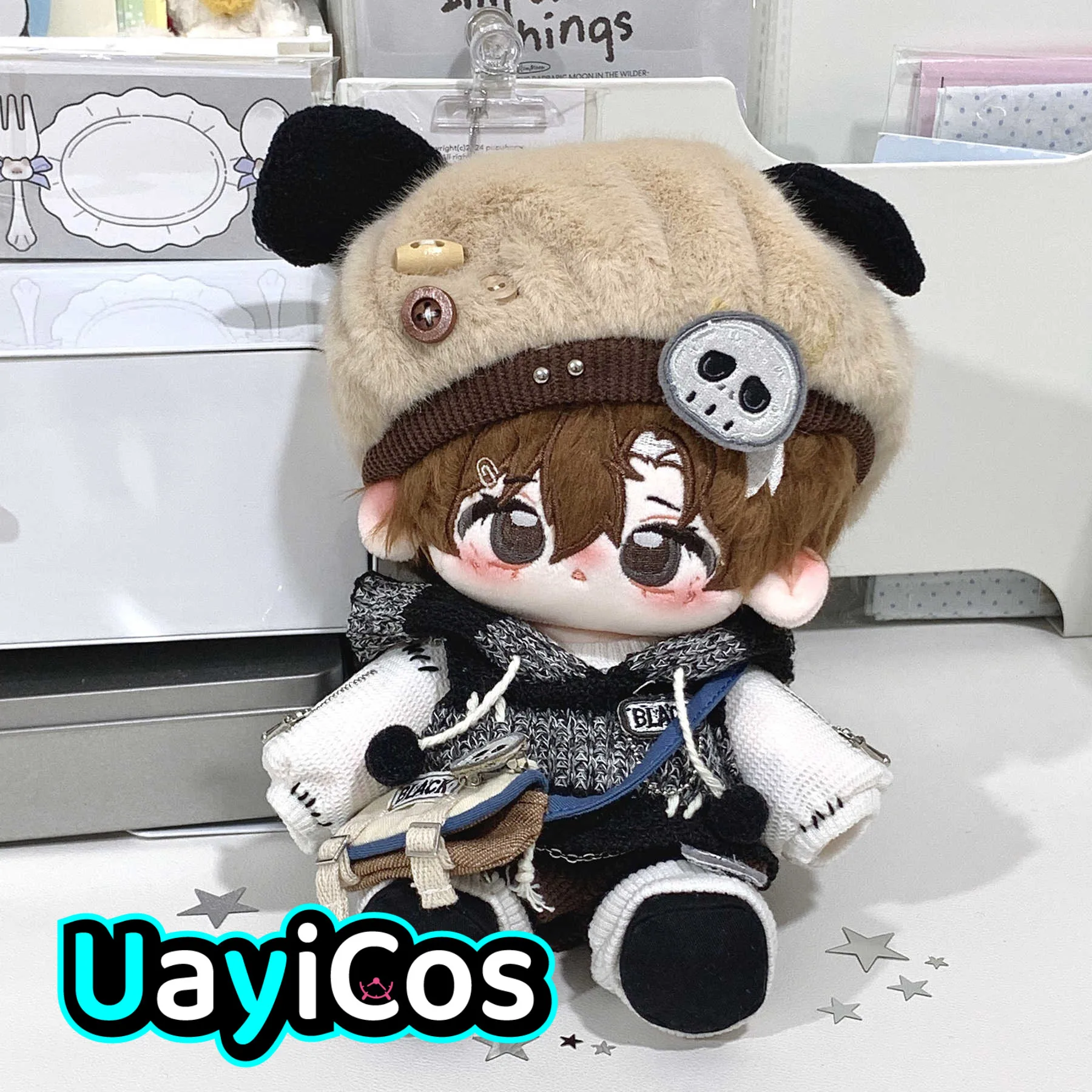 20cm Doll Clothes Retro Autumn Winter Hooded Vest Pants Socks Hat Suit Stuffed Plushies Plush Doll Accessories Anime Toy For Ki