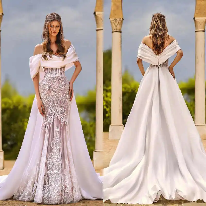 

Gorgeous Wedding Dresses Special Design Lace Sequin Appliques Beaded Sweep Floor-Length Princess Bride Wedding Dress Customized
