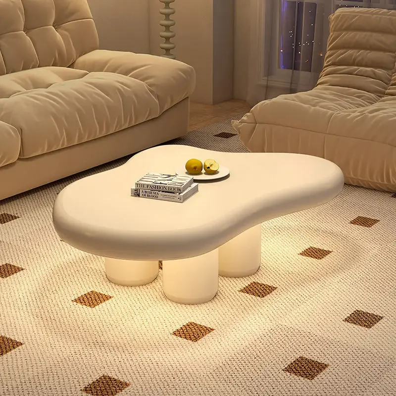 【Atmospheric Cream】French cloud sofa, coffee table, cream style, creative art, Nordic home special-shaped table