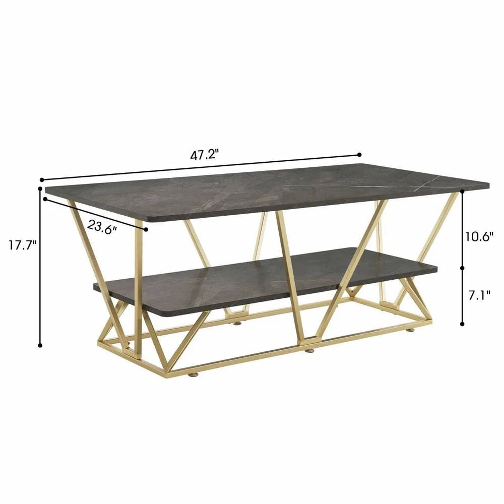 طاولة قهوة مع رف تخزين، طاولة مركزية ريفية بإطار معدني