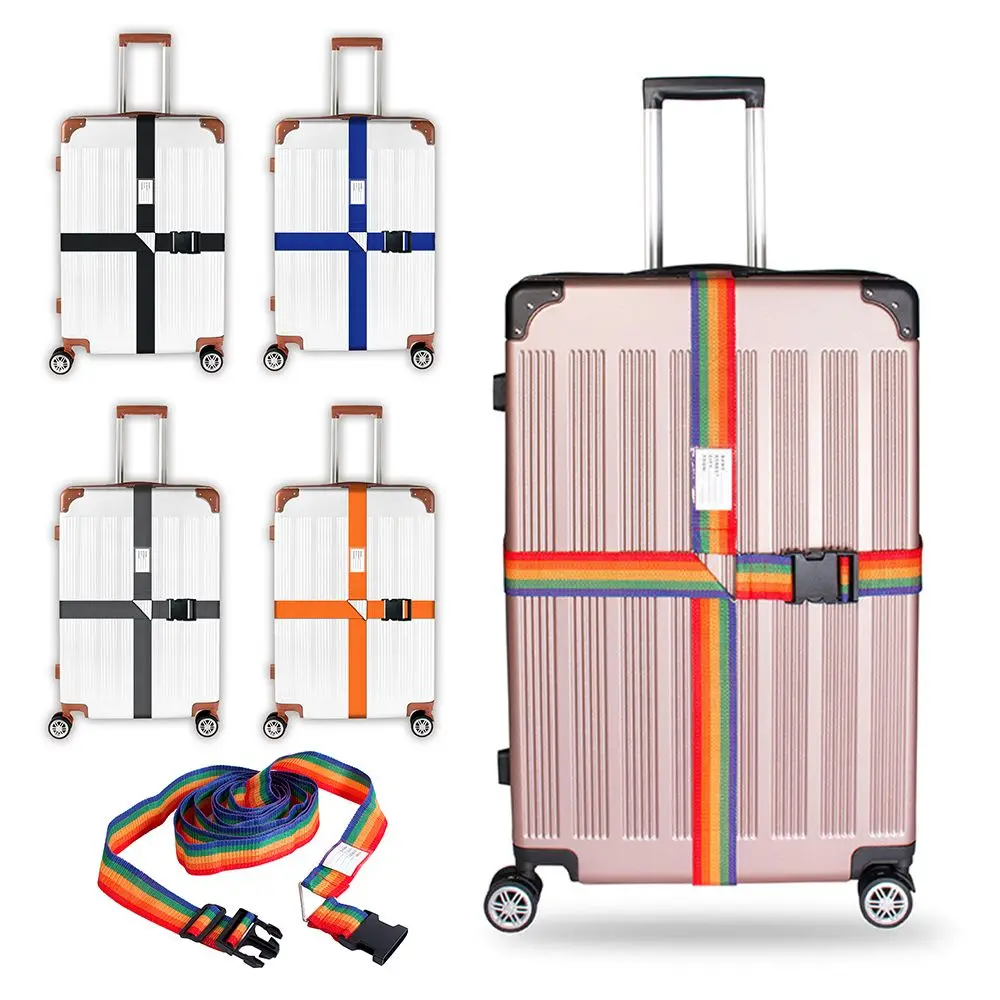 Luggage Buckle Strap Cross Belt Packing Adjustable Travel Accessories Suitcase Buckle Strap Rainbow Baggage Packing Belts