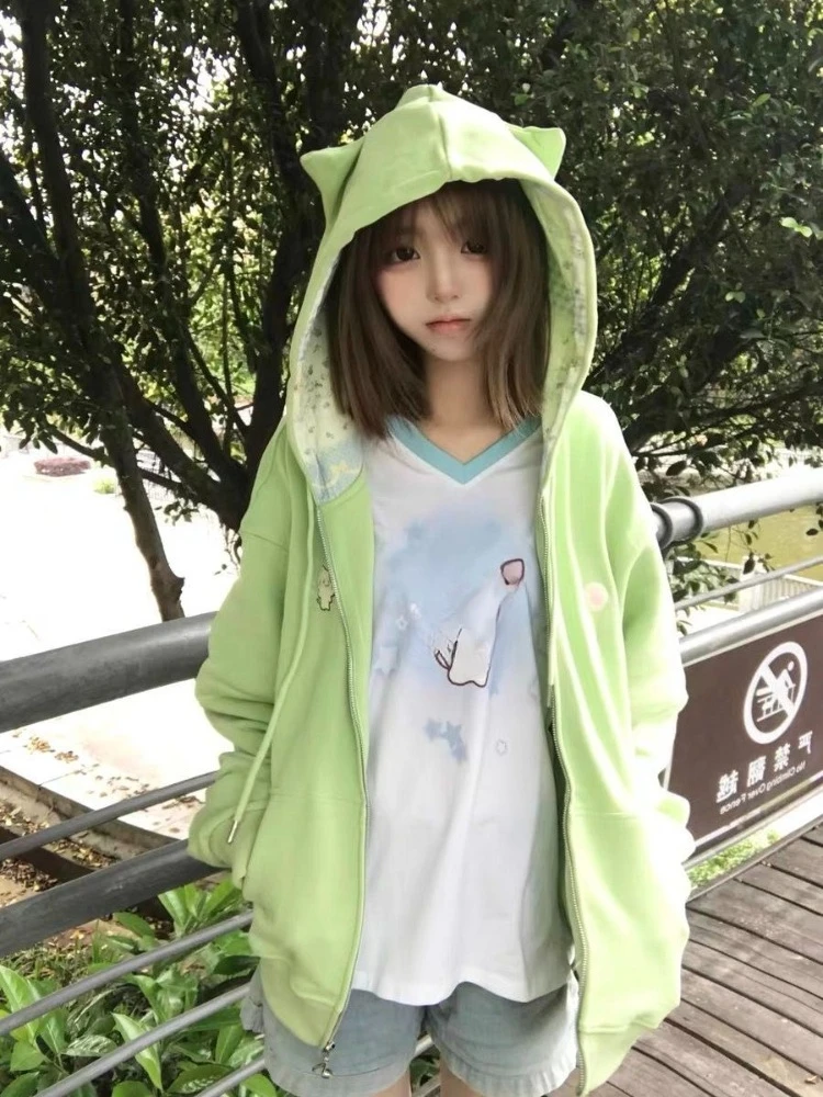 Y2k Sweet Loose Casual Jacket 2026 New 2000s American Vintage Polka Dot Sweatshirts New Spring Fashion Letter Print Hooded Women