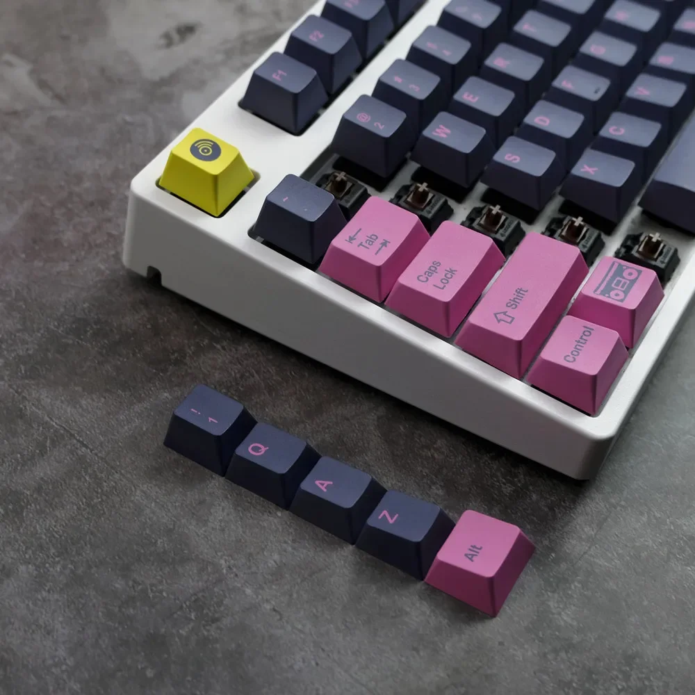 Retro wave keycap PBT sublimation mechanical keyboard original personalized keys full set and 75