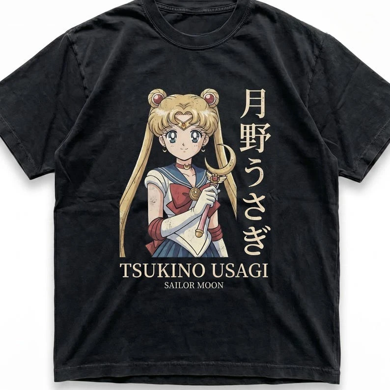 Sailor Moon Retro 90s Anime Graphic T Shirt Summer Cotton Men Women Tee Streetwear Casual Trend Short Sleeve Couple Hip Hop Top