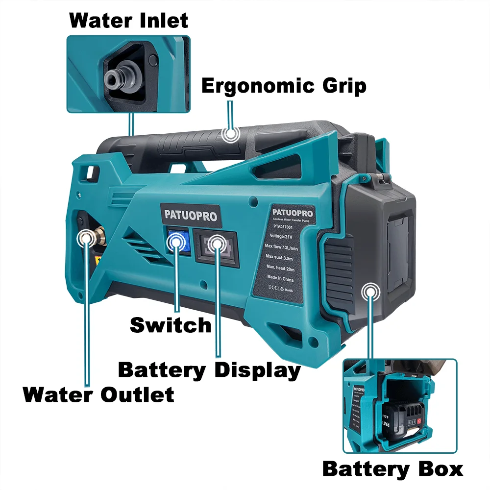 Cordless Electric Water Pump 10m Car Washing Watering Machine Garden Irrigation And Cleaning Power Tool For Makita 18V Battery
