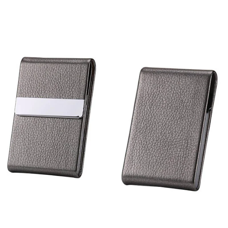 1Pc Multifunction Business Card Holder Simple Cigarette Case Buckle Storage Box Stainless Steel PU Leather Smoking Accessories