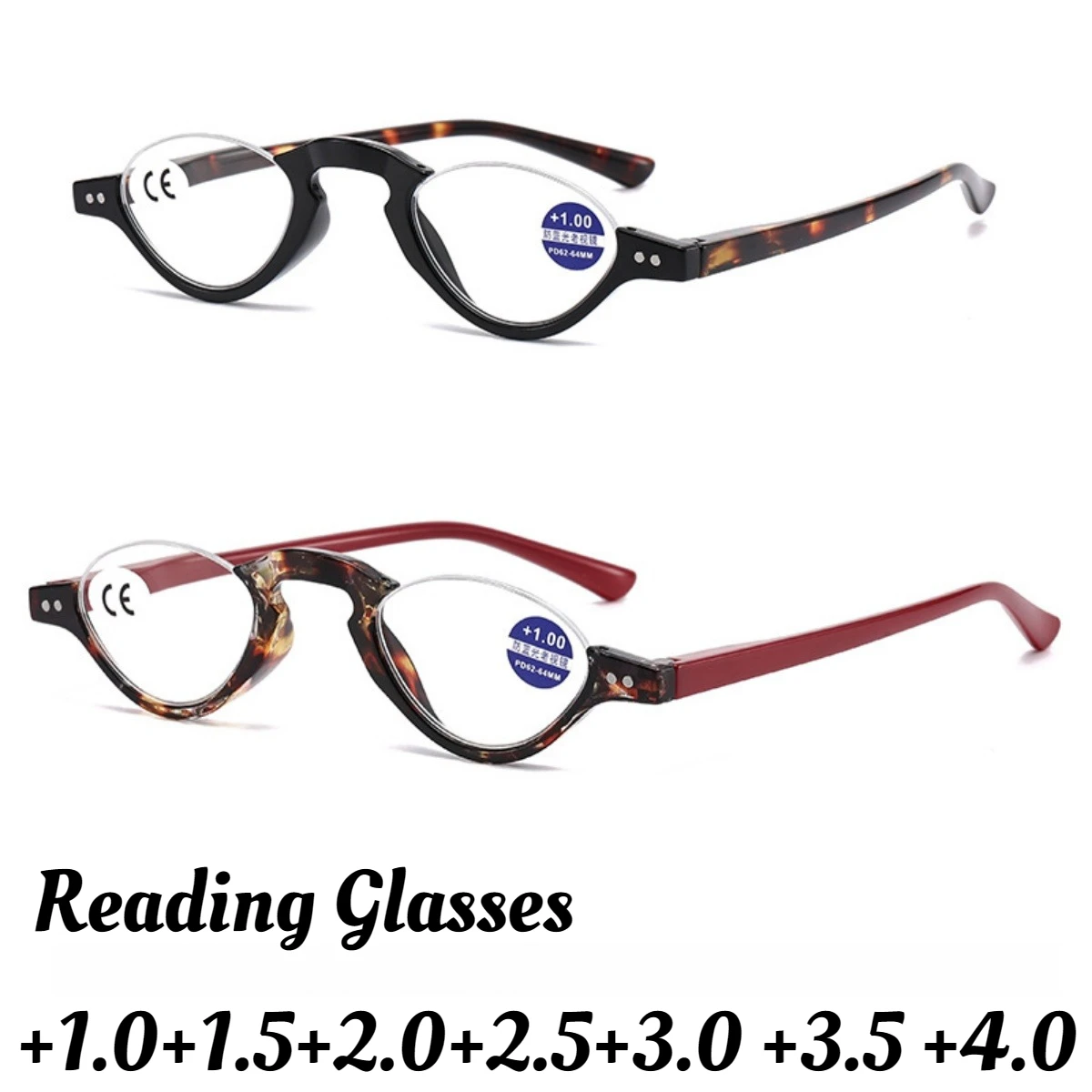 

Neutral Fashion Half Frame Presbyopia Glasses Men and Women Retro Anti-blue Light Reading Glasses HD Far-sighted Glasses +4.0