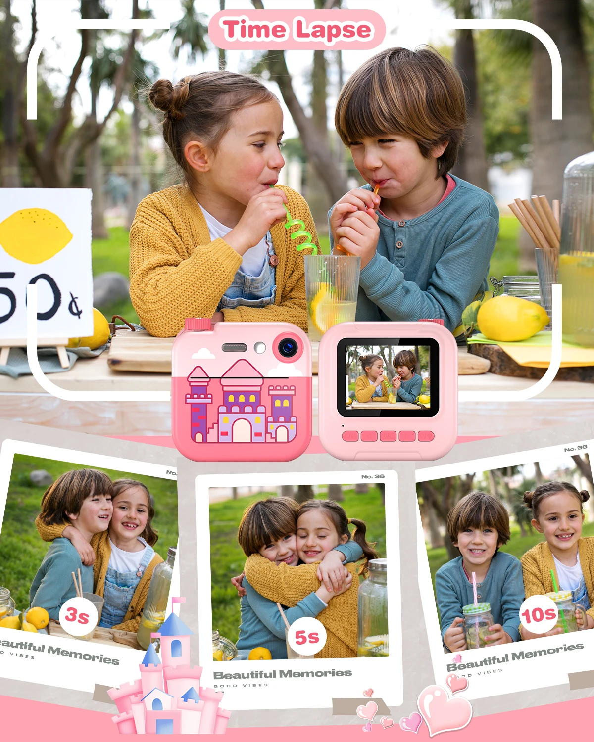 Gofunly Instant Print Camera For Kids 130W Pixel Digital Camera Toy 3“ Thermal Print Camera With 32GB Card Gift For 6-12 Years